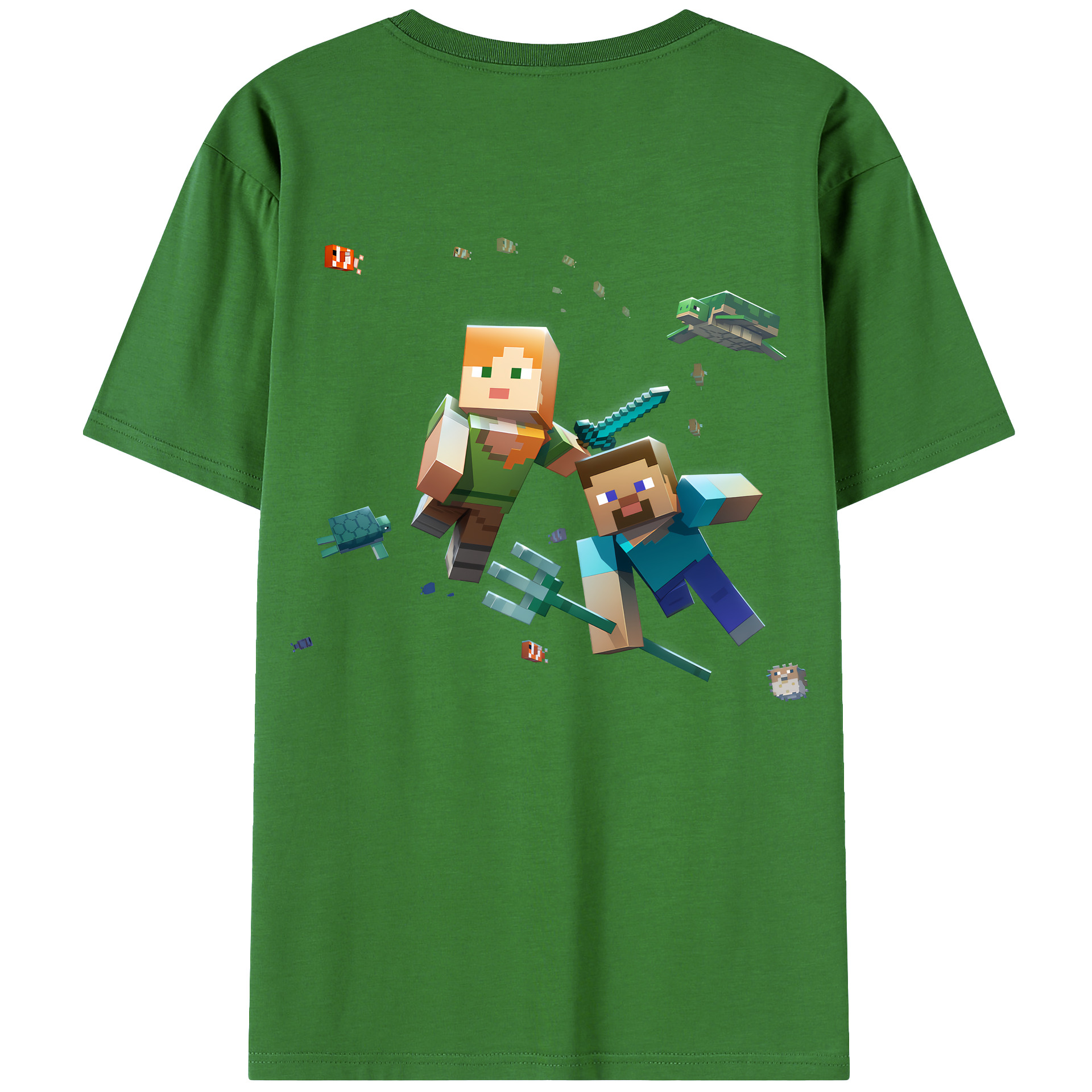 （画像用） マインクラフト ブロックの世界 Minecraft MC Block world レディース半袖Tシャツ(バックプリント)